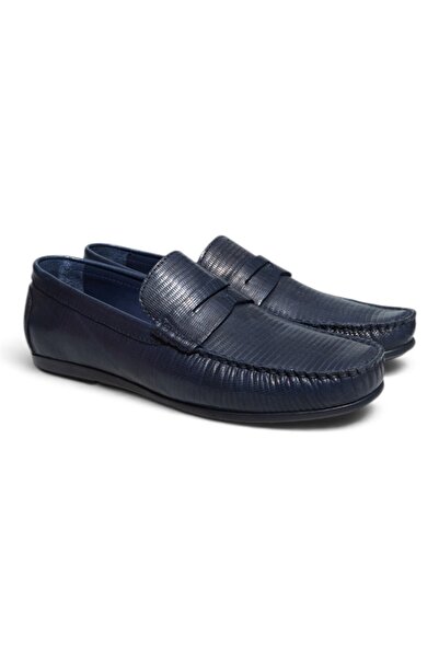 FRANCO CALVANI Dark Blue Cow Dark Blue Color Laceless Genuine Leather Men's S...