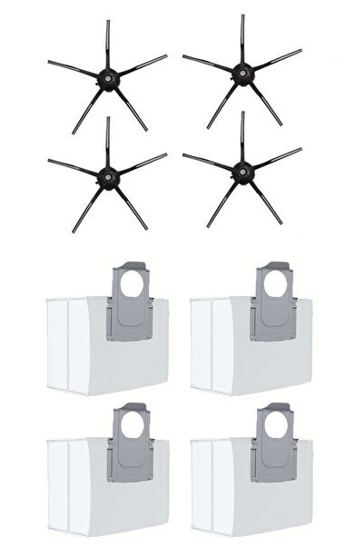 Rovexa Συμβατό με Roborock Q7 Max, 4 μαύρες πλαϊνές βούρτσες και 4 σακούλες σ...