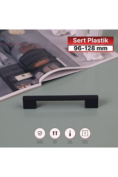 Red Level Köprü Sert Plastik Siyah 96-128 mm Kulp Modelleri Mutfak Dolap Çekm...