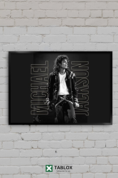 TABLOX Michael Jackson Bad Tipografie alb-negru Muzică pop Tablou decorativ î...