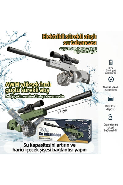 Numaca Oyuncak Elektrikli Su Tüfeği Dev Boy Tam Otomatik Şarjlı Dürbünlü Avm ...