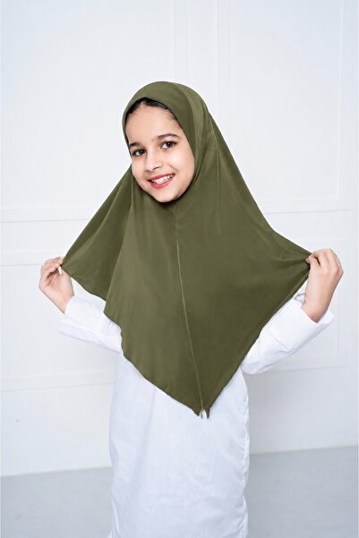 Linda Hijab Olive Green Hijab for Kids – Simple Modest Islamic Headscarf for ...