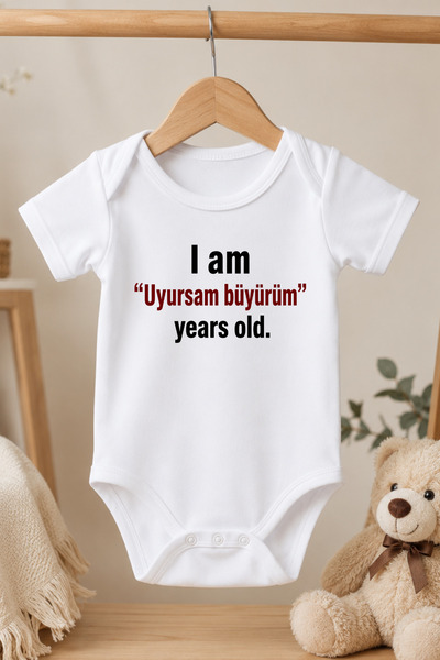 Pamuk Saray Organic 100% Cotton I Grow up Printed Short Sleeve Baby Bodysuit ...