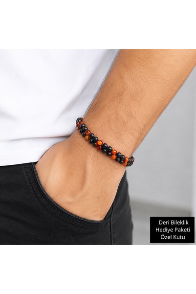 HER ŞEY NOTA www.herseynota.com Men's Black Leather Bracelet – Stylish Men's ...