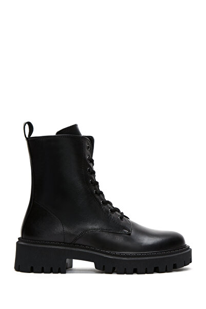 Derimod Women's Black Zippered Leather Boots Wf450001Dv