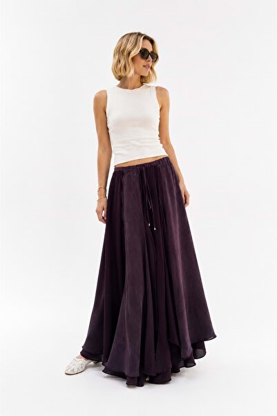 ibeeka - Bohemian Asymmetrical Premium Plum Maxi Skirt