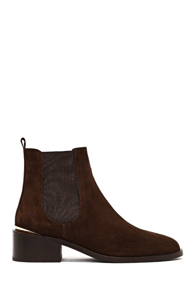 Derimod Women's Brown Suede Leather Chelsea Boots Wf170014Ds