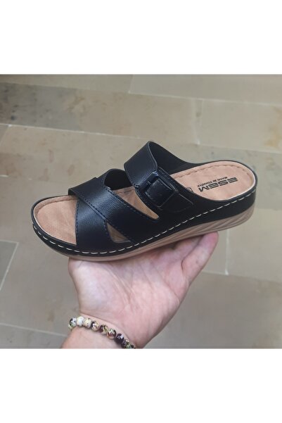 Esem Kadın Ortopedik 5 cm Dolgu Topuk Komple Dikişli Günlük,Rahat Sokak Terliği