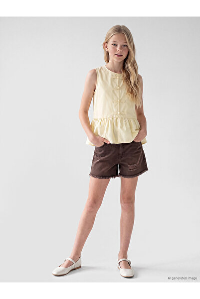 LC Waikiki Trendlucky Girls' Peplum Shirt with Button Detail