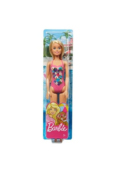 Barbie Păpușă cu costum de baie roz, blondă