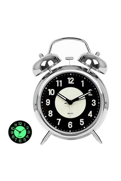 Generic Brand 4 Inch Twin Bell Loud Alarm Clock, Creative Metal Texture Mute ...