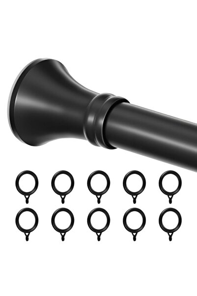 Generic Matte Black Shower Curtain Rod 1.6m-2.5m, Non-Slip Drill-Free Stainle...
