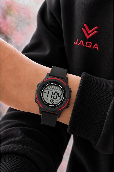 Jaga Unisex Dijital Çocuk Kol Saati 50 Mt Su Geçirmez Spor Silikon Kordonlu A...