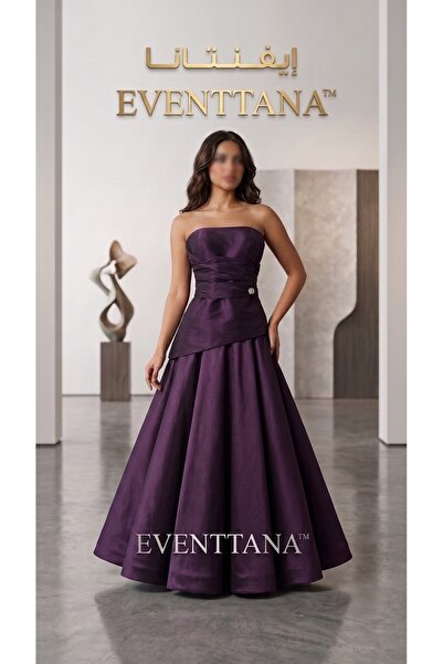 EVENTTANA Long Purple Shantung Evening Dress |