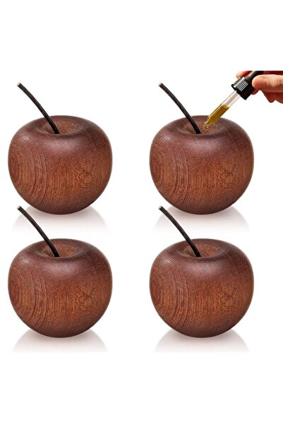 Generic Brand 4 Pcs Mini Wooden Apple Shaped Essential Oil Diffuser, Portable...
