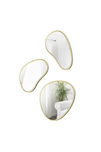 Generic Brand Umbra Pebble Wall Mirror Small Set of 3, Modern Design, Brass