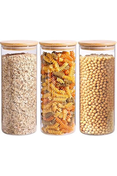 Generic SKY-TOUCH 3PCS Glass Food Storage Jars, Kitchen Storage Glass Caniste...