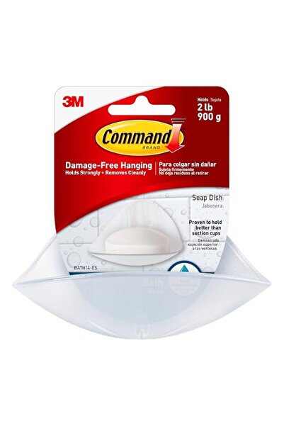 Generic Command Bath Soap Dish Clear Frosted Transparent color, 1 Dish + 2 st...
