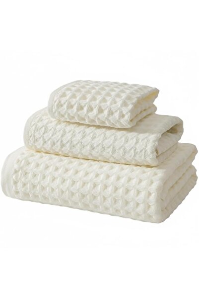 Generic New Cotton Waffle Bath Towel Set, 3 Pieces, Oversized, Super Soft, Ab...