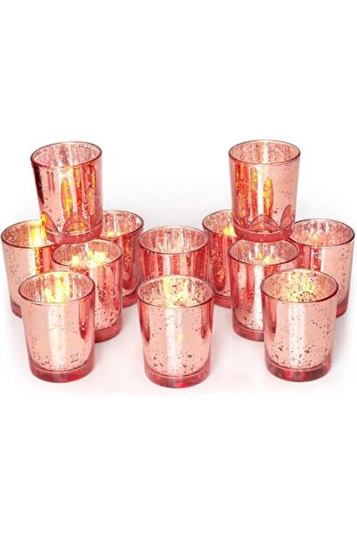 Generic Votive Candle Holders Set of 12, Speckled Mercury Rose Gold Candle Ho...
