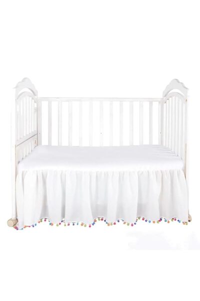 Generic THE WHITE SHOP 52 x 28 x14" Crib Bed Skirt With Ruffle, Dust Ruffle S...