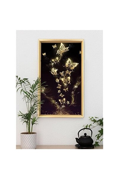 Generic Brand 'Golden Butterfly' Digitally Printed Wall Poster with Photo Fra...
