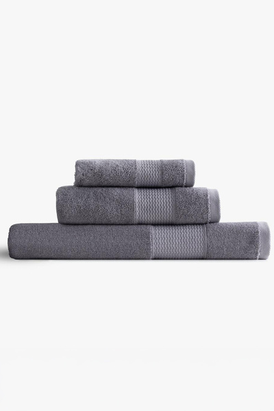 Green Black Lara Dark Gray 100% Cotton 3-Piece Towel Set