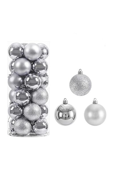 Generic Brand Aesthetic Silver Balls – 6 cm (Box of 6) | Tree Ornaments & Déc...
