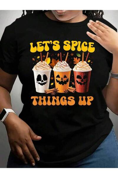 23ERVA Pumpkin Spice Latte Fall Coffee Thanksgiving Halloween Black Graphic T...