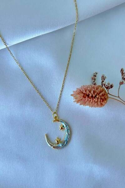 Moenajewellery Tasarım Model Ay Figürlü Kolye