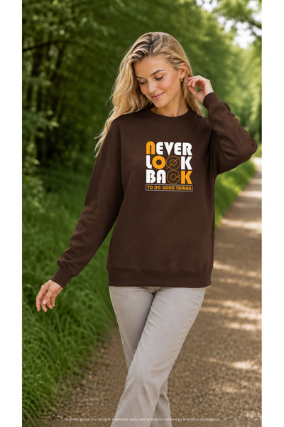 EMMODA Women's Never Look Back Written Round Neck Casual Sweatshirt