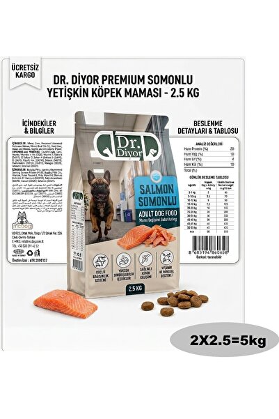 DR.DİYOR Dr.Diyoor Somonlu Yetişkin Kuru Köpek Maması 5kg (2X2.5kg)