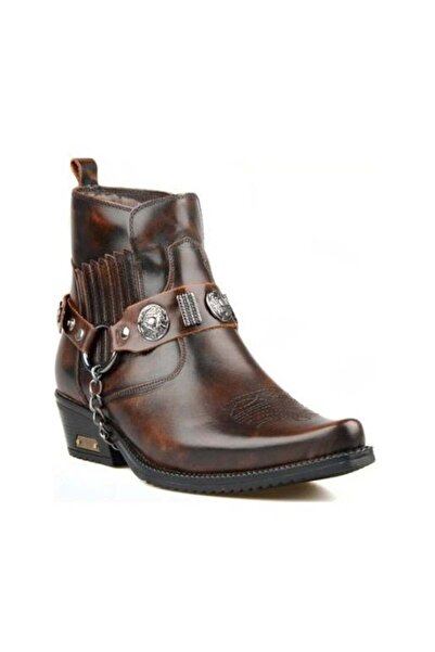 FootCourt Brown Men's Western Cowboy Boots with Fur Inside, Size 40