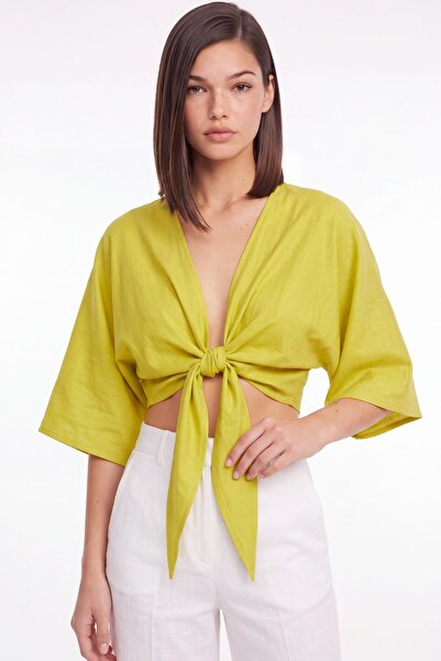 cemo Bağlama Detaylı Kruvaze Crop Bolero