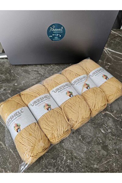 urzsmell Cotton Knitting Yarn 5-Pack 500 Gr. Hardal (Adet 100Gr, 200Mt. Dir.)