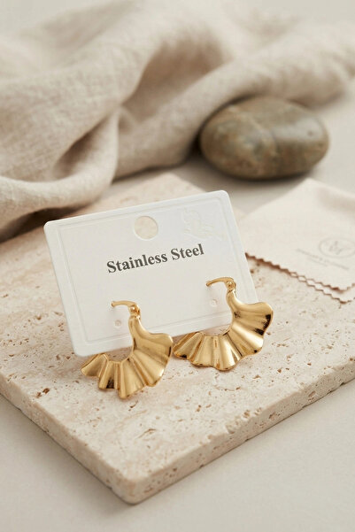 Skygo 316L Steel Gold Color Fan Model Earrings