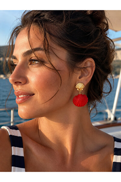 Atelier Licia Seashell Detailed Dangle Earrings-Gold Color Women's Summer Sea...
