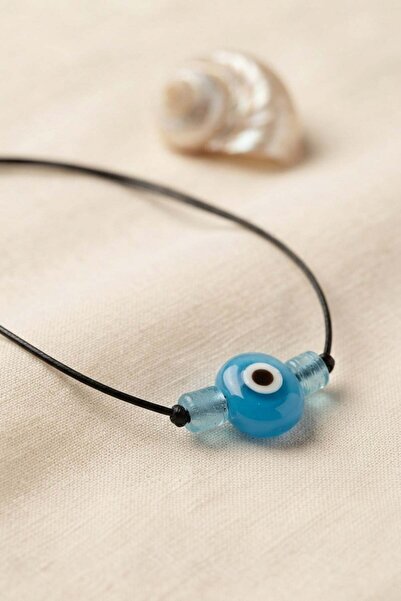 Inure Jewelry Handmade Bohemian Light Blue Evil Eye Necklace