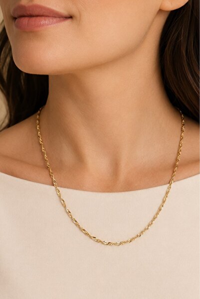 OGHAMAY Gold Color Spiral Wrap Chain Unisex Steel Necklace - 3920