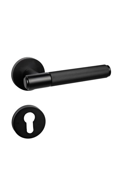 tesoro Mâner cu rozetă - Stilo - Negru Mat - rozetă cilindru PZ