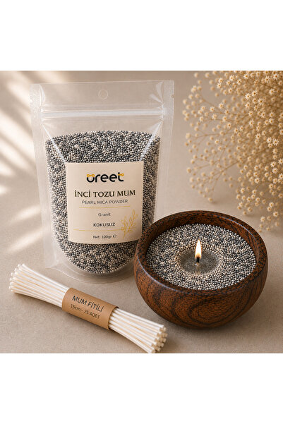 Üreet İnci Tozu Mum Granit 750 gr – Siyah Beyaz Karışımlı Granül Mum – Kokusu...