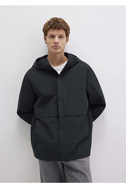 Mavi M0110348 Water Repellent Pro-Tech Water-Replent Hooded Men's Coat Black
