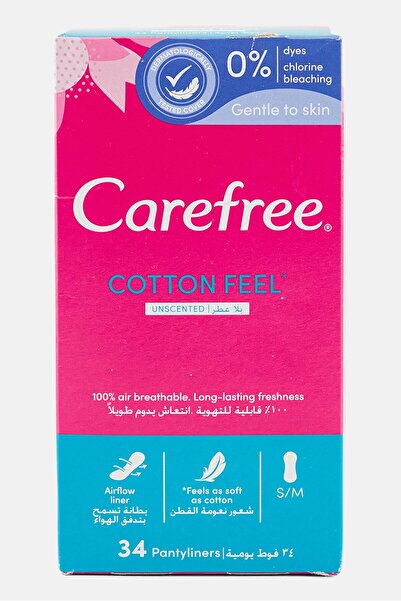 Carefree Care Free Panty Liners Cotton Feel Pack of 34, Multicolor
