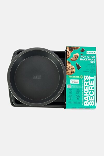Baker's Secret 5-Piece Non Stick Baking Set, Black