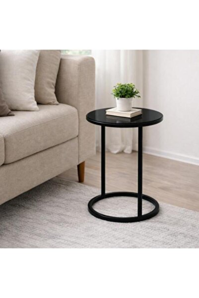 seindyan Black Glass and Iron Structure Service Table - a Touch of Luxury for...