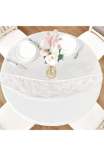 Generic LUSHVIDA Round Waterproof Table Cover Elastic Tablecloth Vinyl Fitted...