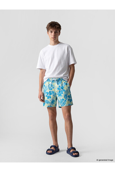 LC Waikiki Trendlucky Boys' Patterned Swim Shorts with Difference in Color