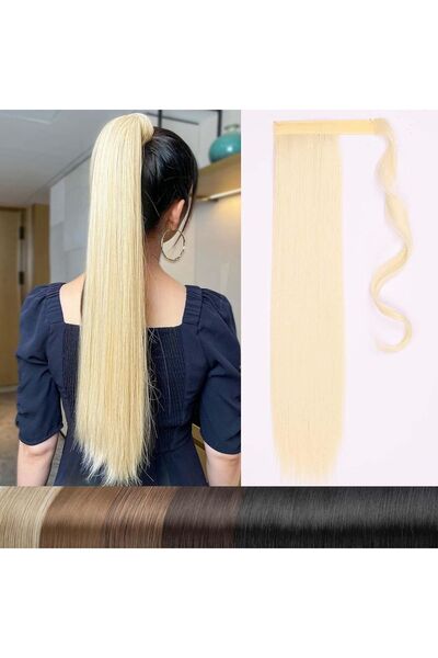 OEM Extensie coadă de cal tip înfășurare, dreaptă, 56cm, volum, blond platinat