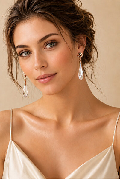 Camellie KY Jewels Pure Drop Crystal Rose Earrings | Şeffaf Premium Avusturya...