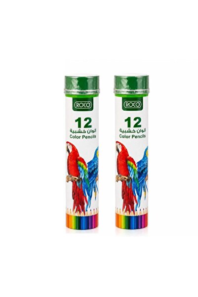 Rocco Wooden Colored Pencils, 2 Boxes, 12 Colors Each, Total 24 Colors